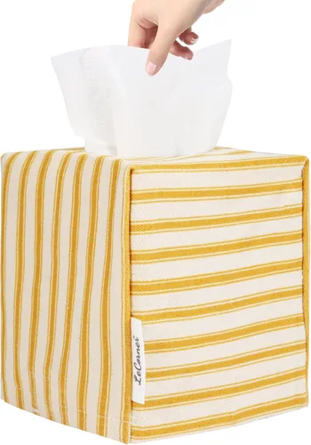 Funda para caja de pañuelos, soporte cuadrado para caja de pañuelos de tela, elegante almacenamiento de papel higiénico, organizador moderno de