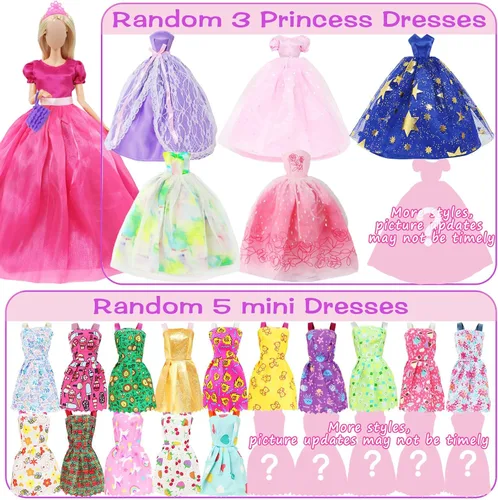 Miniatura 3 de 65 piezas de ropa y accesorios para muñecas, 5 vestidos de moda, 3 vestidos de novia, 4 trajes de arriba y pantalones, 3 trajes de baño, 5 faldas