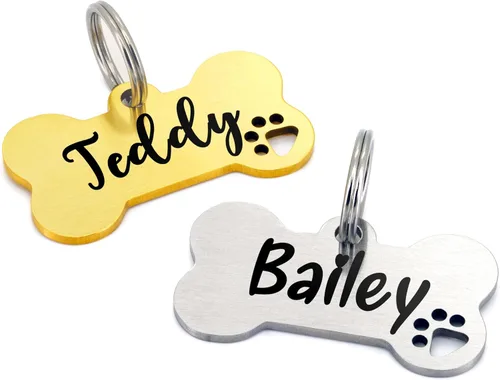 Miniatura 28 de Ultra Joys Placas de Identificación para Perros Personalizadas para Mascotas - Placa de ID Personalizada con Pata Hueca - Placa Grabada para Perros