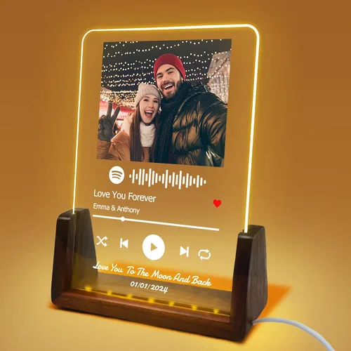 Miniatura 12 de Placas de música escaneables de acrílico personalizadas, marco de fotos, marco de fotos, regalos para ella, él, esposa, marido, amante, cubierta