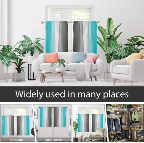 Miniatura 4 de AAtter Cortinas de ventana color verde azulado turquesa para cocina, blanco, azul, gris aguamarina, degradado, gris, negro, degradado, pequeño
