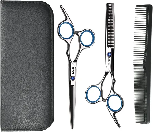 Miniatura 11 de ULG - Tijeras de corte de cabello, kit de tijeras de adelgazamiento profesional para peluquería y peluquería texturizadora, borde de afeitar, Rosa