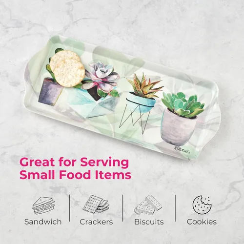 Miniatura 6 de Pimpernel Lilac Bloom Sandwich Tray – (15.1 x 6.5 pulgadas) Tablero rectangular de melamina con elegante diseño floral, accesorio de mesa decorativo