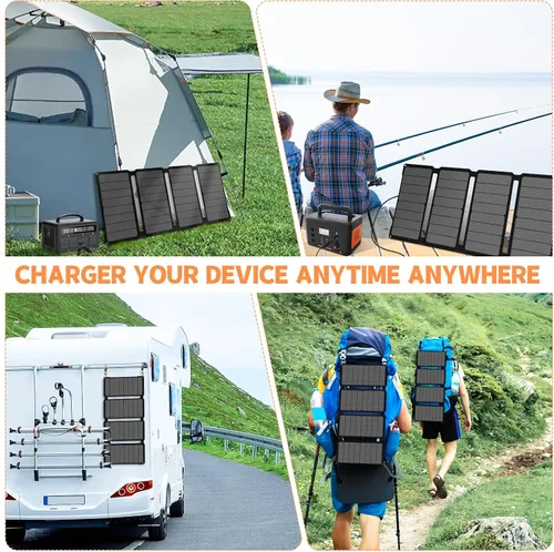 Miniatura 6 de SOKIOVOLA [Actualizado] Paneles solares plegables 50W Cargador de panel solar portátil 3 puertos de salida (USB-A USB-C DC) Panel solar plegable