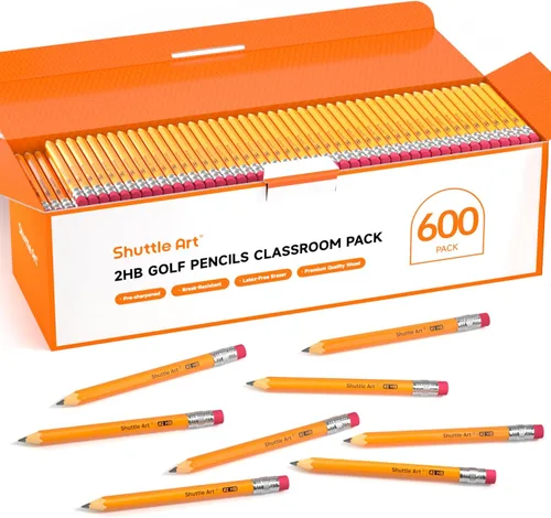 Miniatura 10 de Shuttle Art Paquete de 900 lápices de golf HB #2, mini lápices de madera de 3.5 pulgadas a granel, lápiz pequeño preafilado para niños profesores