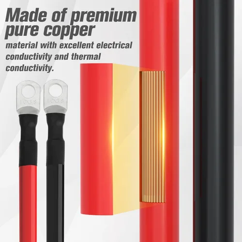 Miniatura 4 de Cable de batería 1/0 AWG 1/0AWG Calibre Cables de inversor de batería para automotriz, solar, marino, barco, RV, automóvil, motocicleta