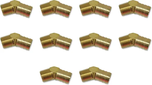 Diámetro de manguera de 3/4 pulgadas a macho NPT MNPT de 45 grados de latón de 45 grados para combustible, aire, agua, aceite, gas, WOG (cantidad 10)