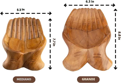 Miniatura 2 de Tazón de Manos Talladas en Madera - Soporte de Cristal para Piedras, Soporte para Colección de Rocas, Bandeja de Almacenamiento para Exhibición