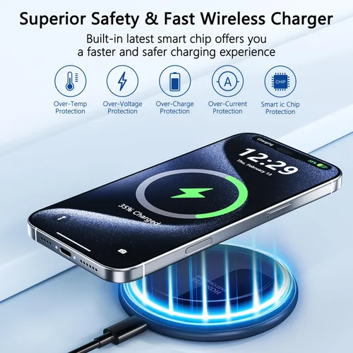 Miniatura 6 de Cargador inalámbrico de 20 W, almohadilla de carga inalámbrica de 20 W, cargador rápido inalámbrico compatible con iPhone 17/17 Pro
