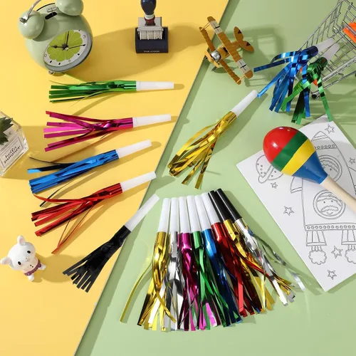 Miniatura 6 de 48 sopladores de fiesta, fabricantes de ruido de Nochevieja, fabricantes de ruido negro, para baby shower, cumpleaños de niños, fiesta de Año Nuevo