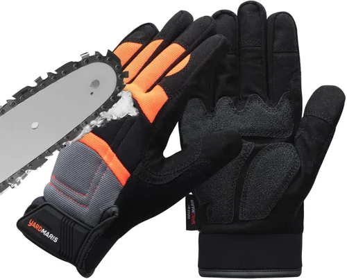 Guantes de motosierra multiusos, anticortes, guantes de trabajo para motosierra con pantalla táctil, protección de 12 capas en la parte trasera