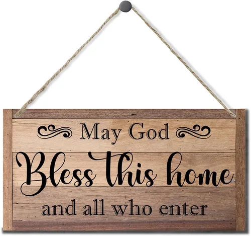Miniatura 6 de Letrero decorativo de madera con texto en inglés «May God Bless This Home» («May God Bless This Home»)