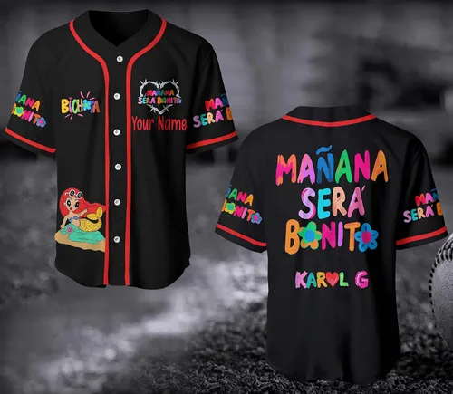Miniatura 4 de Ka% rol G Jersey, regalos para fanáticos, Mañ.ana Se.rá Bo.nito New Album, Bi% cho.ta Jersey, Ka%rol G Jersey Negro, Negro