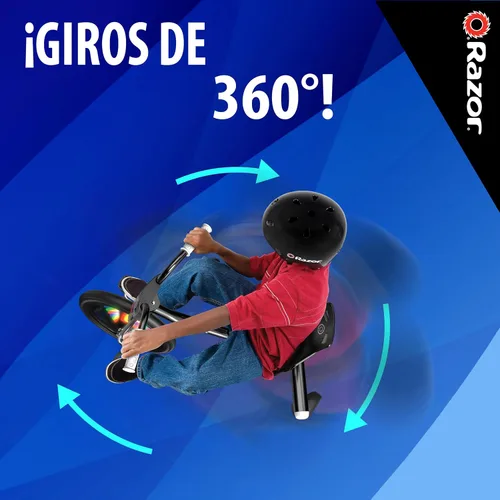 Miniatura 2 de Razor RipRider 360 Lightshow – Triciclo con ruedas traseras y con luces multicolor activadas por movimiento, triciclo de tres ruedas para derivar
