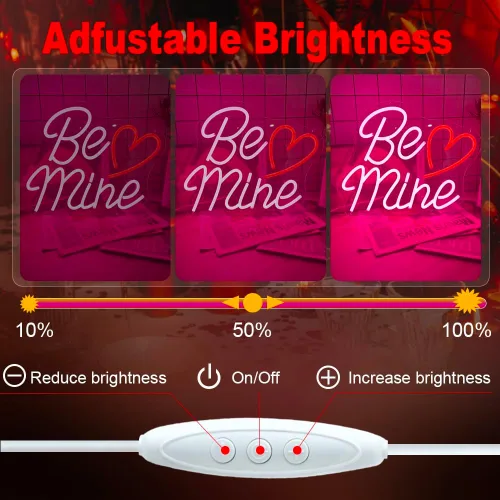 Miniatura 5 de Letrero de neón con forma de corazón de San Valentín con texto en inglés «Be Mine», 14.2 x 11.4 pulgadas, decoración de San Valentín, letrero