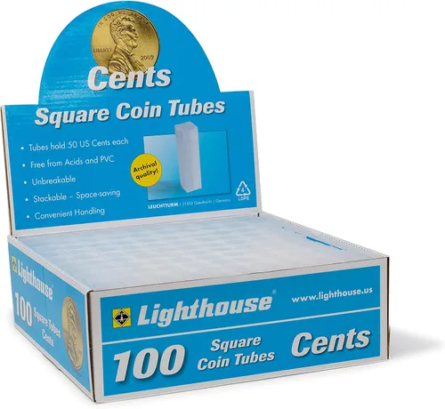 Miniatura 9 de LIGHTHOUSE - Tubos cuadrados para monedas - Conveniente parte superior de empuje, prácticamente irrompible, sin ácidos y calidad de archivo - Tubos