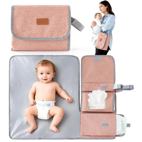 Miniatura 10 de Cambiador de pañales portátil, almohadillas de cambio de pañales de viaje lavables y plegables, tapete cambiador de bebé grande con bolsillo