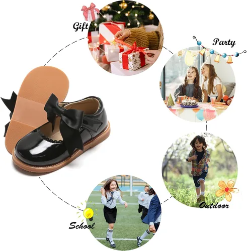 Miniatura 4 de Felix & Flora - Zapatos planos de vestir estilo Mary Jane para niña pequeña, zapatillas de ballet para niña, zapatos para fiestas y escuela