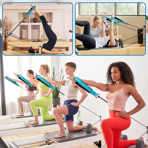 Miniatura 6 de Correas TOBWOLF para Pilates - Correas de doble bucle con anilla en D para Reformer, acolchadas, para entrenamiento en casa o en el gimnasio Azul