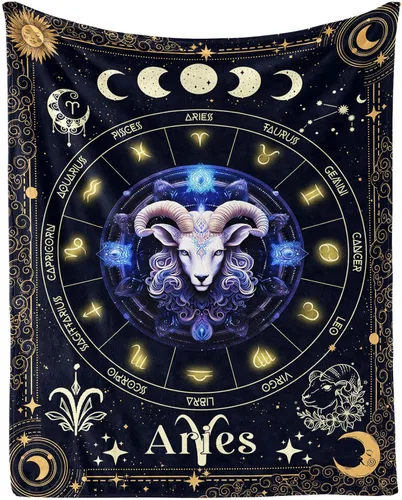 Miniatura 15 de Manta del Zodiaco Acuario para Niños y Niñas, Diseño Temático de Astrología Secreta Impreso, Mantas de Tiro para Niños, Regazo, Silla, Manta Suave