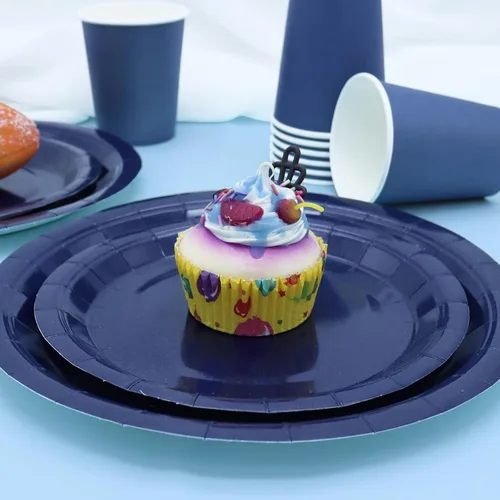 Miniatura 5 de 168 piezas de suministros de fiesta azul marino para decoraciones de fiesta azul marino incluye platos de papel y servilletas, vasos, cubiertos