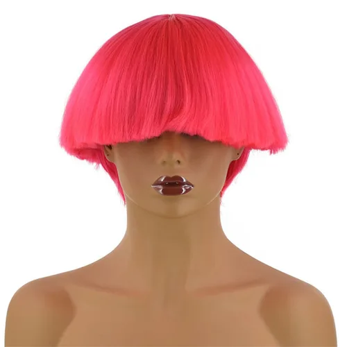 Miniatura 16 de Aimole Pelucas sintéticas rectas cortas Yaki peluca rubia hongo cabeza peluca Bowl corte de pelo pelucas Bob N.º 613