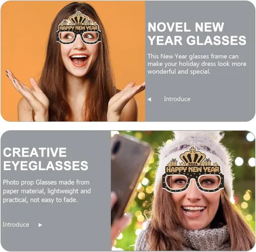 Miniatura 5 de ABOOFAN 12 lentes de feliz año nuevo 2024 gafas de fiesta de Año Nuevo Hola 2024 gafas de sol regalos de fiesta accesorios para cabina de fotos 2024