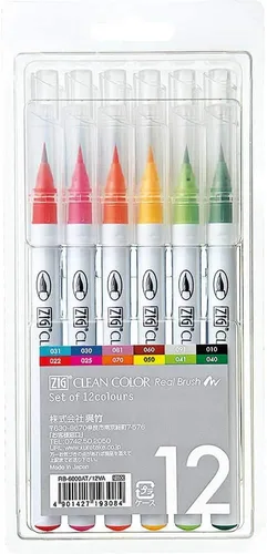 Zig Clean Color - Marcadores de pincel real, multicolor, paquete de 12 (RB600012)