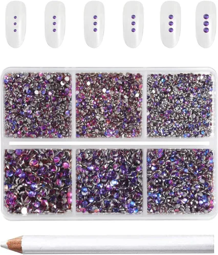 Miniatura 13 de Beadsland 7200 piezas de diamantes de imitación con parte trasera plana, gemas de cristal AB para uñas diamantes de imitación de cristal redondos