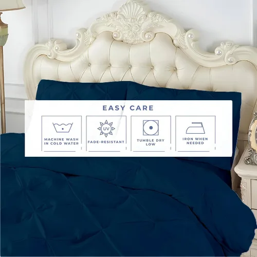 Miniatura 53 de Kotton Culture 1 Pc Twin/Twin XL Size Pinch Pleated - Pintuck Duvet Cover Only - 100% Egyptian Cotton Sateen -1000 TC Luxury Comforter Cover-Zipper