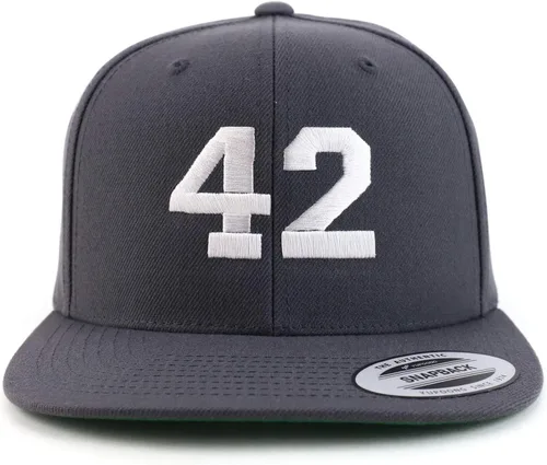 Miniatura 14 de Trendy Apparel Shop Gorra de béisbol bordada con pico plano bordado de hilo blanco número 42