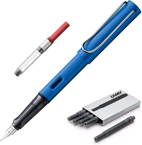 Lamy AL- Star Pen | Azul océano | Punta mediana | 5 cartuchos de tinta negra, convertidor Z28 y toallitas
