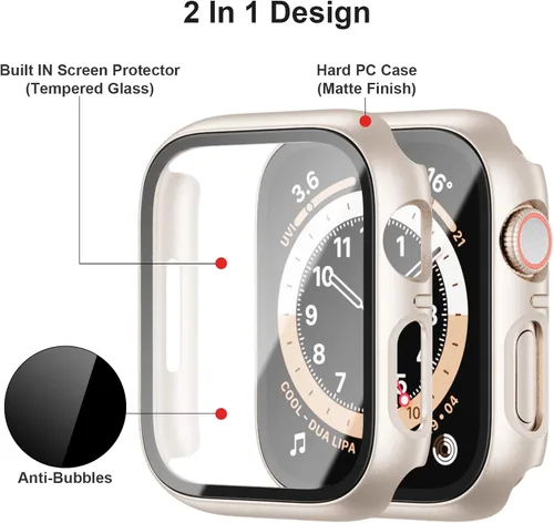Miniatura 3 de Paquete de 10 fundas para Apple Watch Series 3/2/1 de 42 mm con protector de pantalla de vidrio templado, BHARVEST - Funda protectora de PC rígida