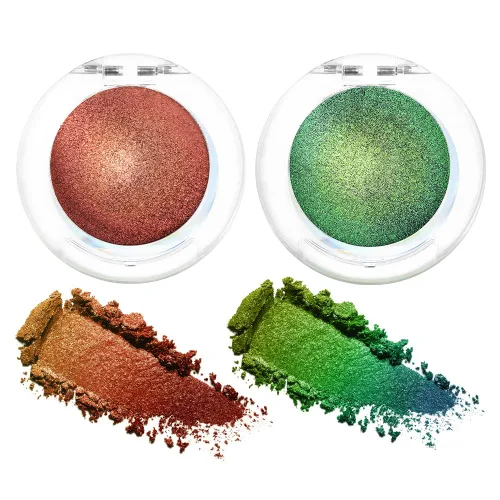 evpct Juego de 2 paletas de maquillaje de sombra de ojos duocromática camaleón cromadas para mujer, rosa rojo dorado bosque, verde bosque metálico