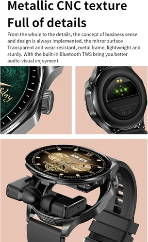 Miniatura 3 de Reloj inteligente 2 en 1 con auriculares, AMOLED de 1.43 pulgadas, pantalla táctil completa colorida y Bluetooth, reloj inteligente para hombres