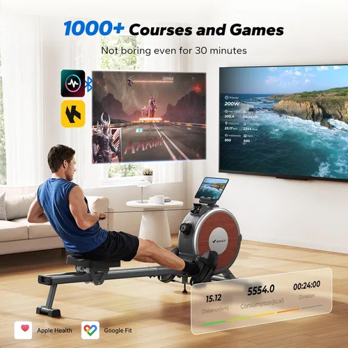 Miniatura 4 de MERACH Rowing Machines for Home, Magnetic Rowing Machine with 16 Levels, Rower Machine of Quiet Resistance, Dual Slide Rail with Max 350lbs