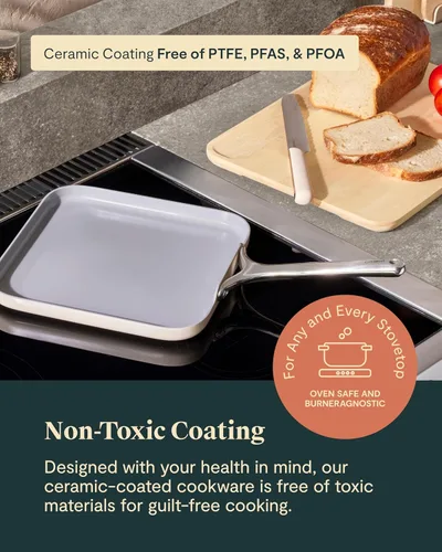 Miniatura 4 de Caraway Sartén Parrilla Cuadrada - Sartén Cuadrada de 11" - Revestimiento Cerámico Antiadherente - No Tóxico, Libre de PTFE y PFOA - Apto para Horno