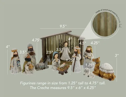Miniatura 3 de Burton and Burton - Juego de 12 piezas de Belén de alta calidad, incluye 11 figuras de resina, escena de un rey nace que incluye al bebé Jesús