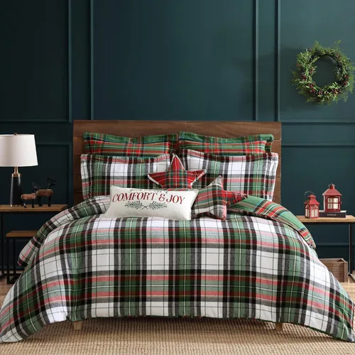 Miniatura 7 de Levtex Home - Spencer Plaid Navy - Juego de edredón individual (68x88 pulgadas) + una funda de almohada (20x26 pulgadas) - A cuadros - Rojo, verde