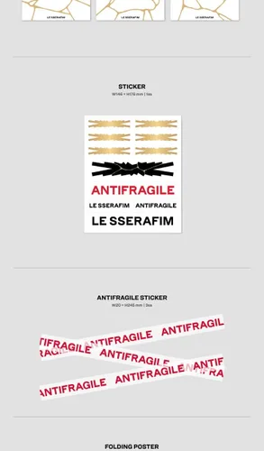 Miniatura 5 de DREAMUS LE SSERAFIM ANTIFRAGILE 2º Mini álbum CD+Cartel plegable en paquete+Folleto+Tarjeta Fotos+Postal+Pegatina+Pegatina Antifrágil+Seguimiento