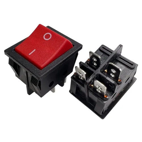 Miniatura 19 de Interruptor basculante DPST On-Off Unilluminated Negro 4 Pin 1.220x0.984 in Rectangular Snap-in Interruptor de alimentación de palanca