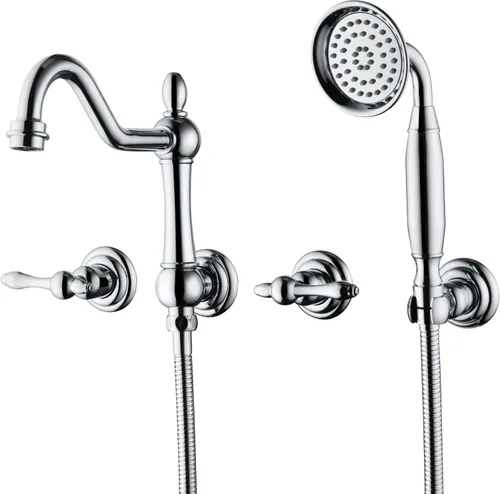 Miniatura 16 de sumerain Grifo de bañera de montaje en pared, relleno de bañera de níquel cepillado, centro de 8 pulgadas