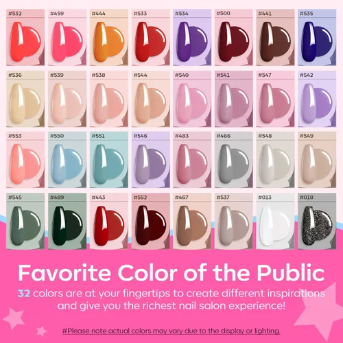 Miniatura 2 de Modelones Kit de uñas de polygel de 133 piezas, kit de gel para extensiones de uñas de 32 colores en primavera rosa pastel con lámpara de uñas, capa