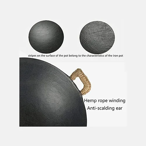 Miniatura 5 de PROPFE Auténtico wok chino - Sartén para freír de hierro fundido pre-sazonado con dos asas integrales 2023, 14.2 in/14.1 pulgadas