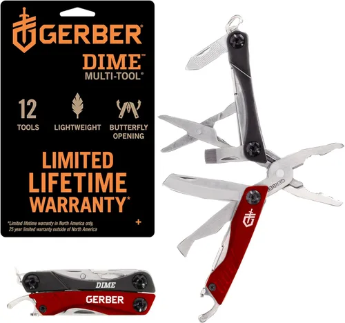 Miniatura 7 de Gerber Gear Dime 12-en-1 Mini EDC Multiherramienta - Pinzas de punta, cuchillo de bolsillo, llavero, abridor de botellas - Regalos para hombres