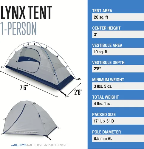 Miniatura 9 de ALPS Mountaineering Tiendas de Campaña para Mochileros Lynx 1