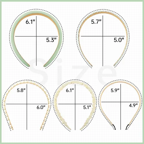 Miniatura 6 de Diademas de moda para mujeres y niñas, 5 piezas de diadema de perlas, diademas florales acolchadas para mujeres, diadema ancha vintage (verde)