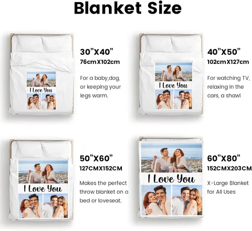 Miniatura 7 de Mantas personalizadas con foto, manta de fotos personalizada, mantas personalizadas con imagen, regalos personalizados para mujeres, hombres