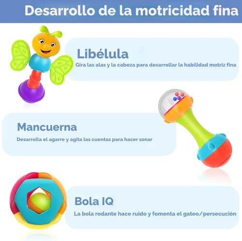 Miniatura 5 de iPlay, iLearn Juego de 10 sonajeros para bebés, juguetes, sonajero fácil de agarrar y sacudir, mordedor sensorial, juguete musical de aprendizaje