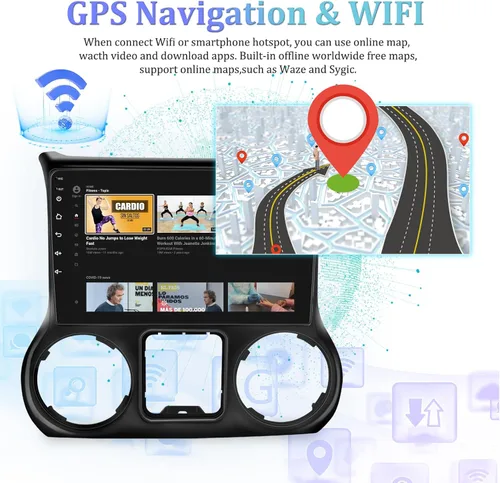 Miniatura 6 de Android 13 Radio de coche para Jeep Wrangler 2015 2016 2017 con Carplay y Android Auto 10.1 pulgadas pantalla táctil estéreo de coche con cámara